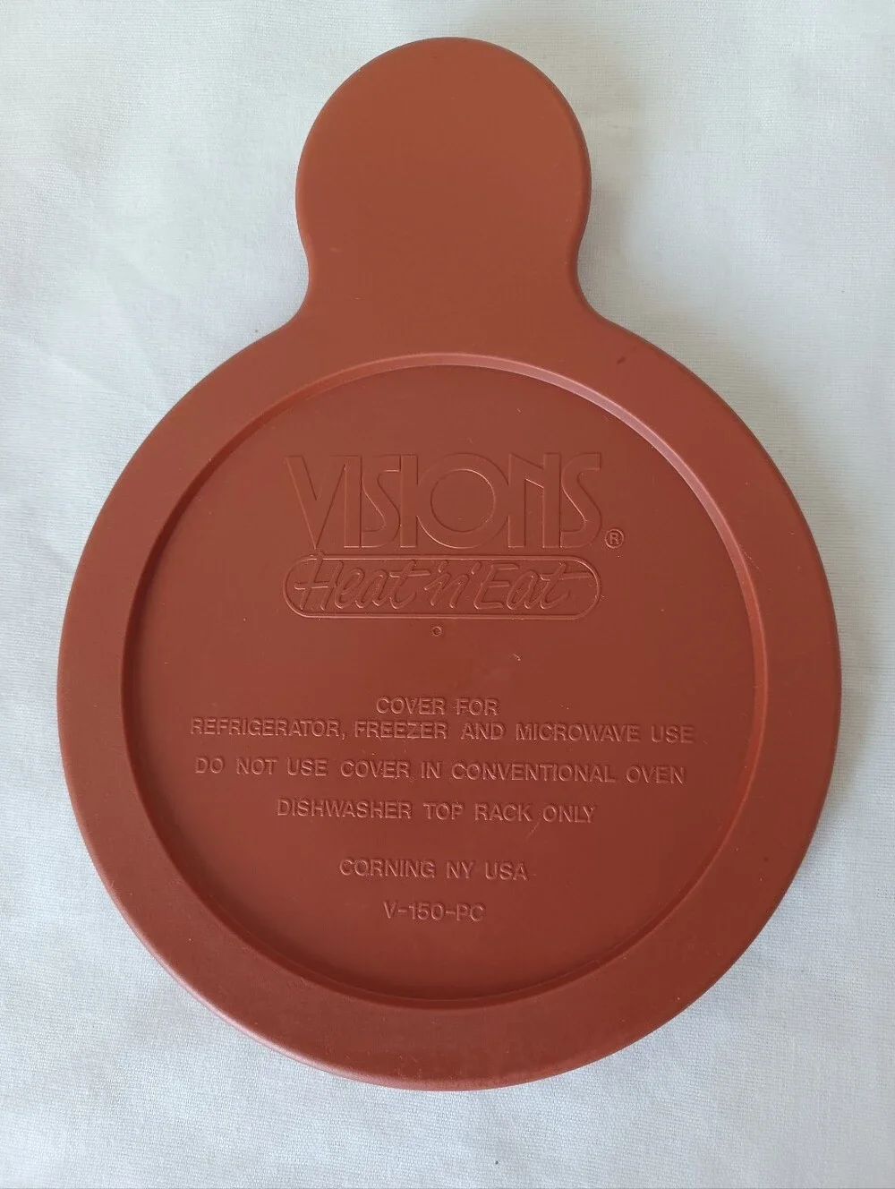 Vintage Corningware Visions Heat 'N' Eat Lid V-150-PC for Grab It Soup Bowl